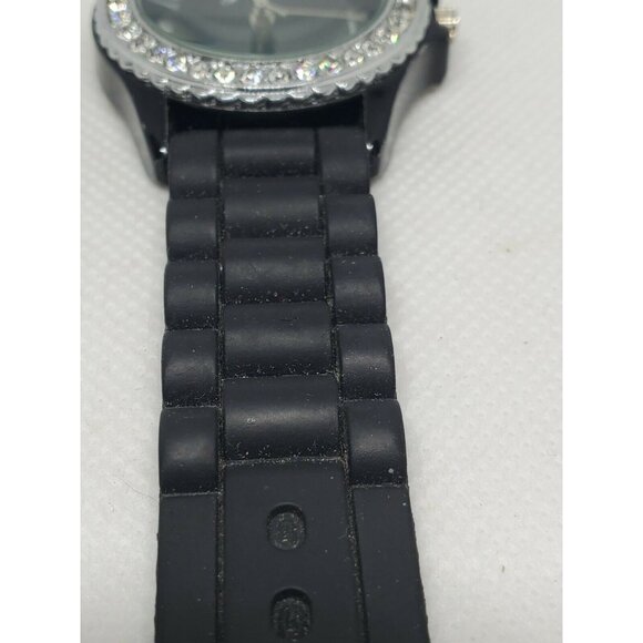 Geneva Silicone Band Stainless Steel Back Water Resistant Faux Diamond Watch - Picture 5 of 12